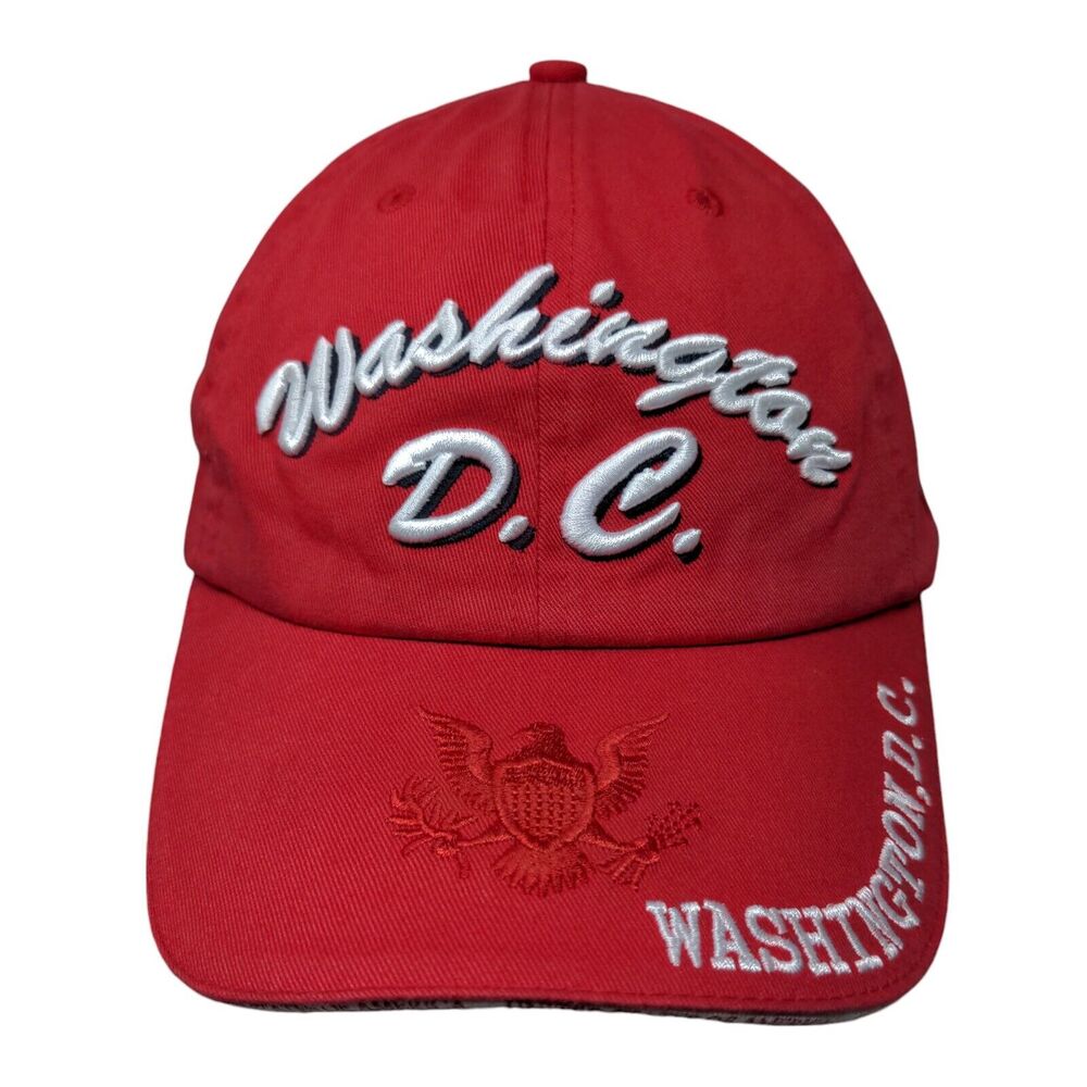 Washington DC Slideback Hat Red One Size Embroidered Triple Timber